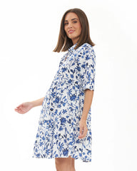Bella Linen Dress White / Lapis