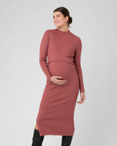 Nella Rib Nursing Knit Dress Rouge