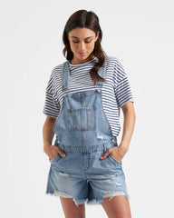 Denim Short Overalls Pale Blue
