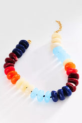 Chunky Rainbow Necklace in Blue Pattern