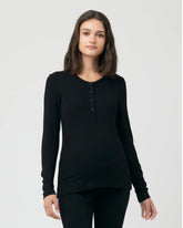 Rib Button Through Top Black