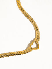 Tessa 14K Non-Tarnish Heart Snake Chain Necklace: Yellow Gold / Necklace