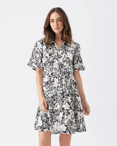 Nahla Linen Dress Black / White