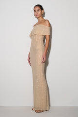 Phi Multi-Wear Cowl Diamante Maxi Dress - Gold