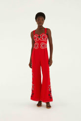 Pink Lovely Pineapples Embroidered Lenzing™ Ecovero™ Euroflax™ Jumpsuit