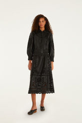 Black Richelieu Heart Leather Skirt