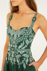 Dark Green Miranda Buckles Maxi Dress