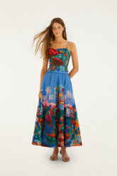 Multicolor Dream Landscape Midi Skirt