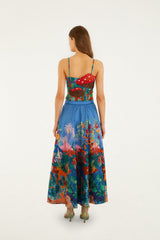 Multicolor Dream Landscape Midi Skirt