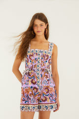 Lilac Flower Tiles Romper