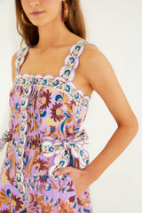 Lilac Flower Tiles Romper