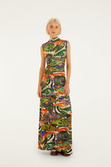 Multicolor Fish Sea Sleeveless Maxi Dress