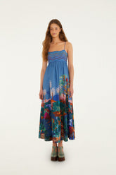 Multicolor Dream Landscape Sleeveless Maxi Dress