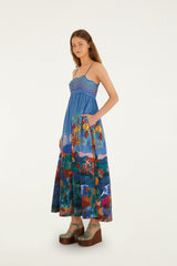 Multicolor Dream Landscape Sleeveless Maxi Dress