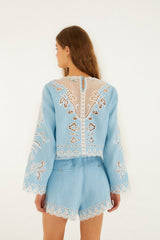 Light Blue Romantic Richelieu Shorts