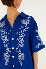Blue Romantic Embroidered Lenzing™ Ecovero™ Euroflax™ Shirt