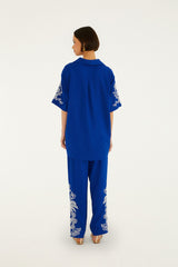 Blue Romantic Embroidered Lenzing™ Ecovero™ Euroflax™ Pants