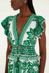 Green Flora Tapestry Maxi Dress