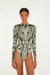 Dark Green Miranda Long Sleeve Bodysuit