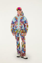 Blue Macaw Suspenders Ski Pants