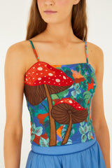 Mushroom Dream Landscape Embroidered Sleeveless Top