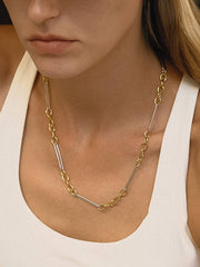 Norra 18K Gold Non-Tarnish Mixed Chain Necklace: Multi-Colored
