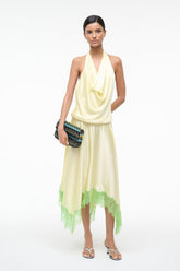 Elira Silk Dress | Key Lime Sprout