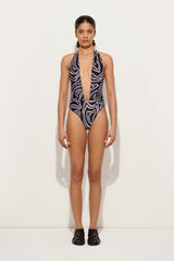 Labirinto Print Deep Neckline Swimsuit
