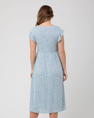 Ava Shirred Dress Petrol / White