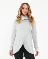 Cowl Neck Nursing Knit Silver Marle