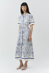 Audria Belted Linen Midi Dress