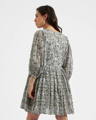 Cali Nursing Dress Olive / White