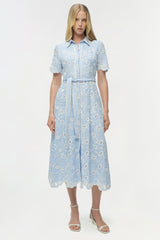 Audria Belted Linen Midi Dress