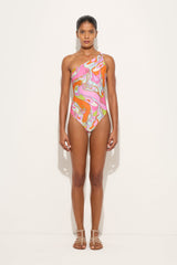 Orchidee Print One-Shoulder Swimsuit