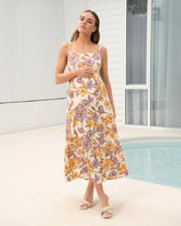 Maya Tie Back Linen Dress Natural