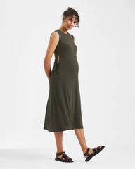 Carol Rib A-line Dress Khaki