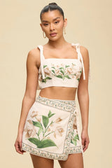 Halter Crochet White Skirt Set