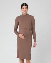 Ruby Rib Nursing Dress Mocha