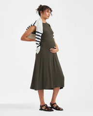 Carol Rib A-line Dress Khaki