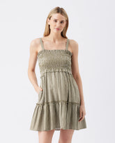 Gabby Tiered Dress Khaki / White