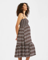 Grace Shirred Dress Chocolate / White