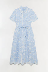 Audria Belted Linen Midi Dress