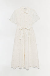 Audria Belted Linen Midi Dress