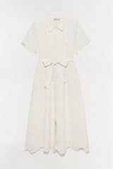 Audria Belted Linen Midi Dress
