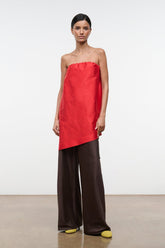 Georgia Convertible Silk Dupioni Top | Red Rose