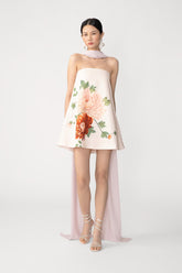 Ruby Satin Dress with Scarf