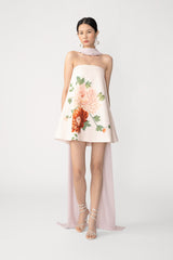 Ruby Satin Dress with Scarf