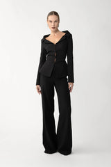 Nicola Crepe Tailored Off-Shoulder Peplum Blouse