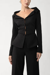 Nicola Crepe Tailored Off-Shoulder Peplum Blouse
