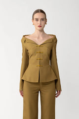 Nicola Crepe Tailored Off-Shoulder Peplum Blouse